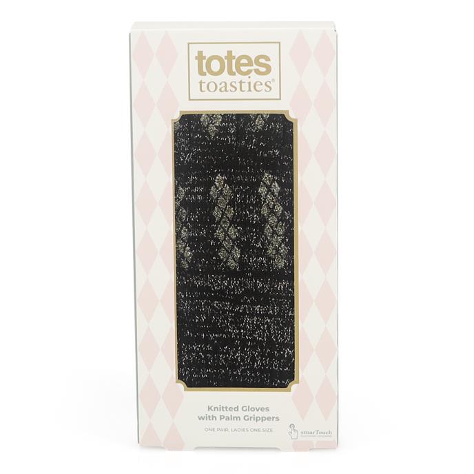 totes toasties® Ladies Brushed Knitted SmarTouch Gloves Black Sparkle Extra Image 5